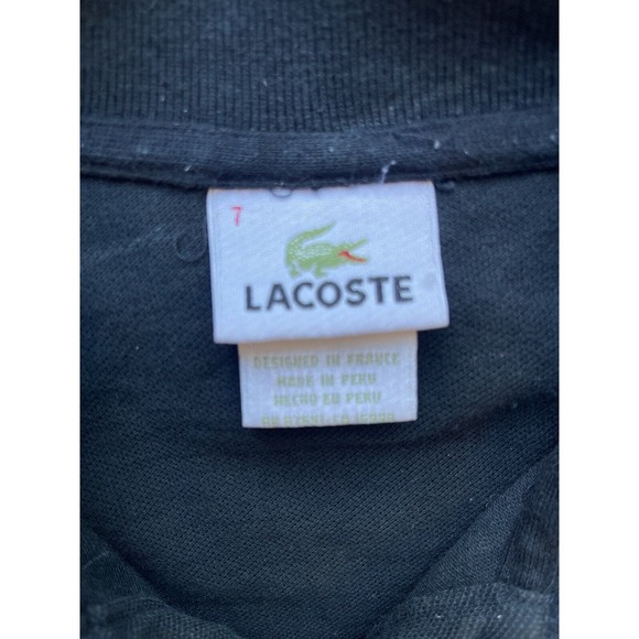 LACOSTE Mens Polo Shirt Size 7 2XL Black 100% Cotton Alligator Logo - Picture 3 of 5
